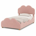 Kinderbett Holz Samt Rosa Einzelbett Wolkenform 200x90 cm
