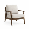 Holzsessel mit Leinenbezug Beige