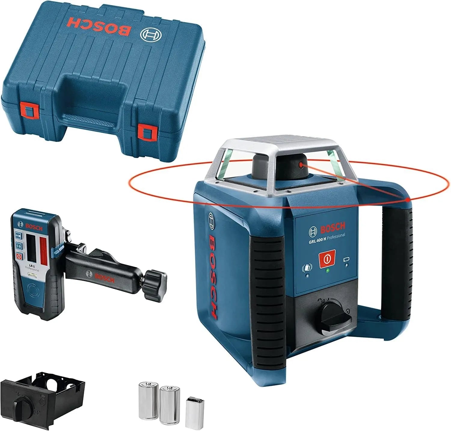 Bosch GRL 400 Professional Rotationslaser GRL 400 H Ein-Knopf-Bedienfeld, für gewerblichen Einsatz, 400 m