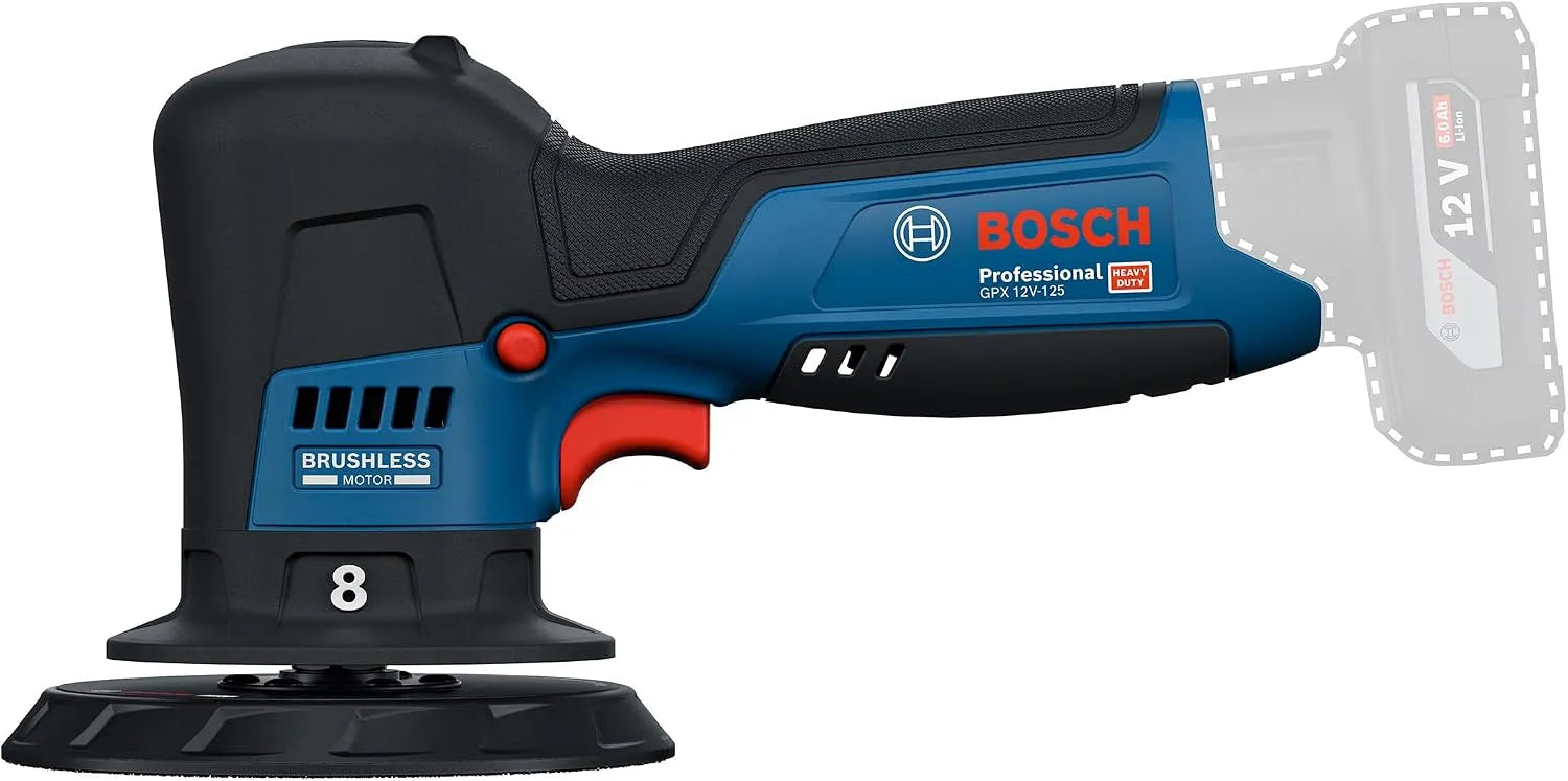 Bosch PRO 12V System Akku-Polierer GPX 12V-125 inkl. Baretool mit montiertem, Akku-Betrieb, 125 mm