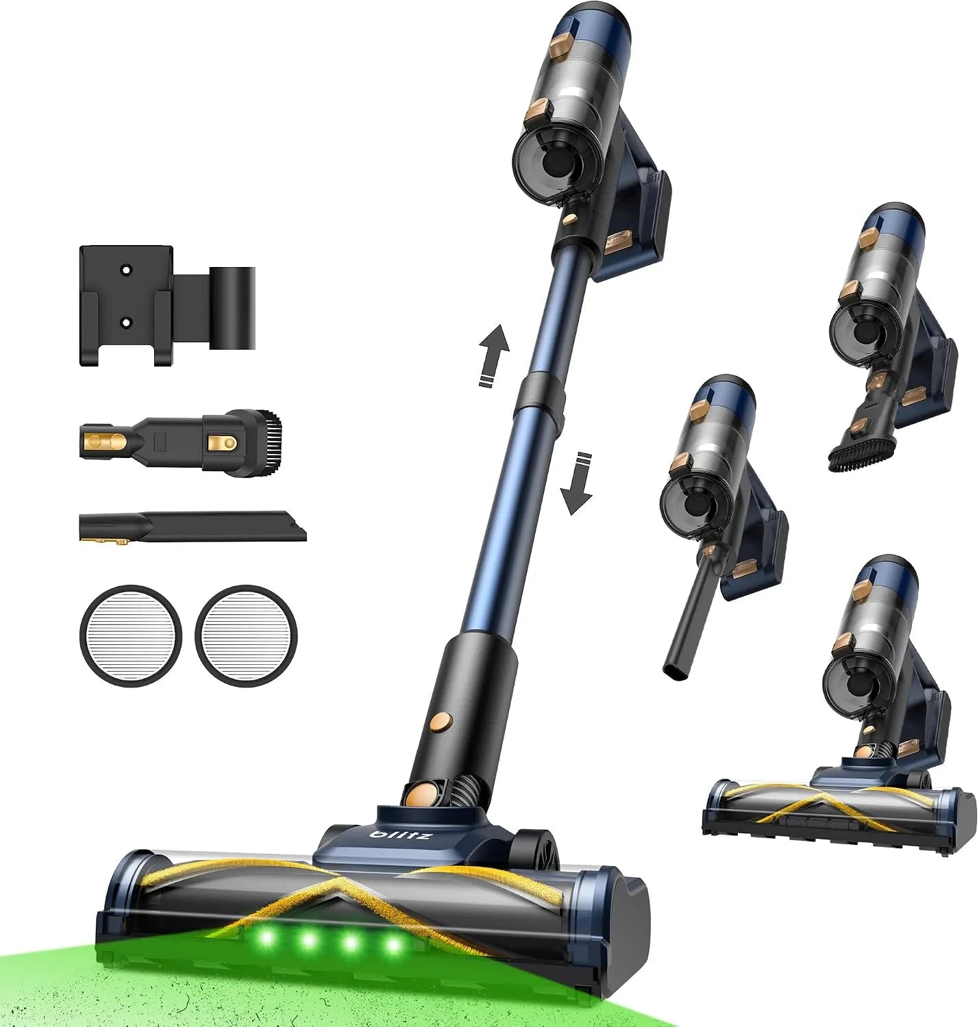Stabstaubsauger: Akku-Betrieb, LED-Anzeige, Touch-Display, 450W, für Fahrzeugpflege, grün