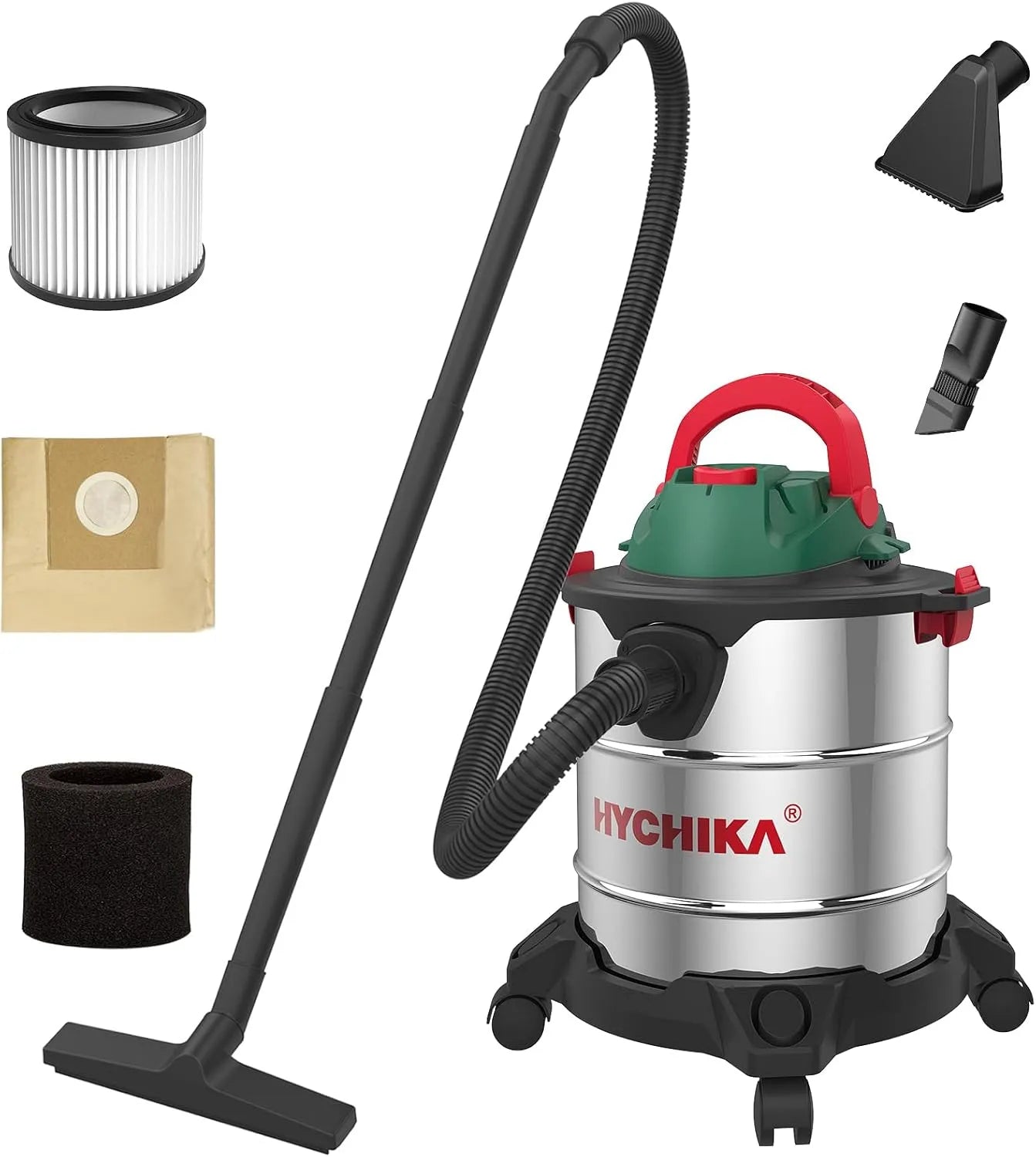 Nass-Trockensauger und Industriesauger: HEPA, aus Edelstahl, 20L, 1200W, für Metallbearbeitung