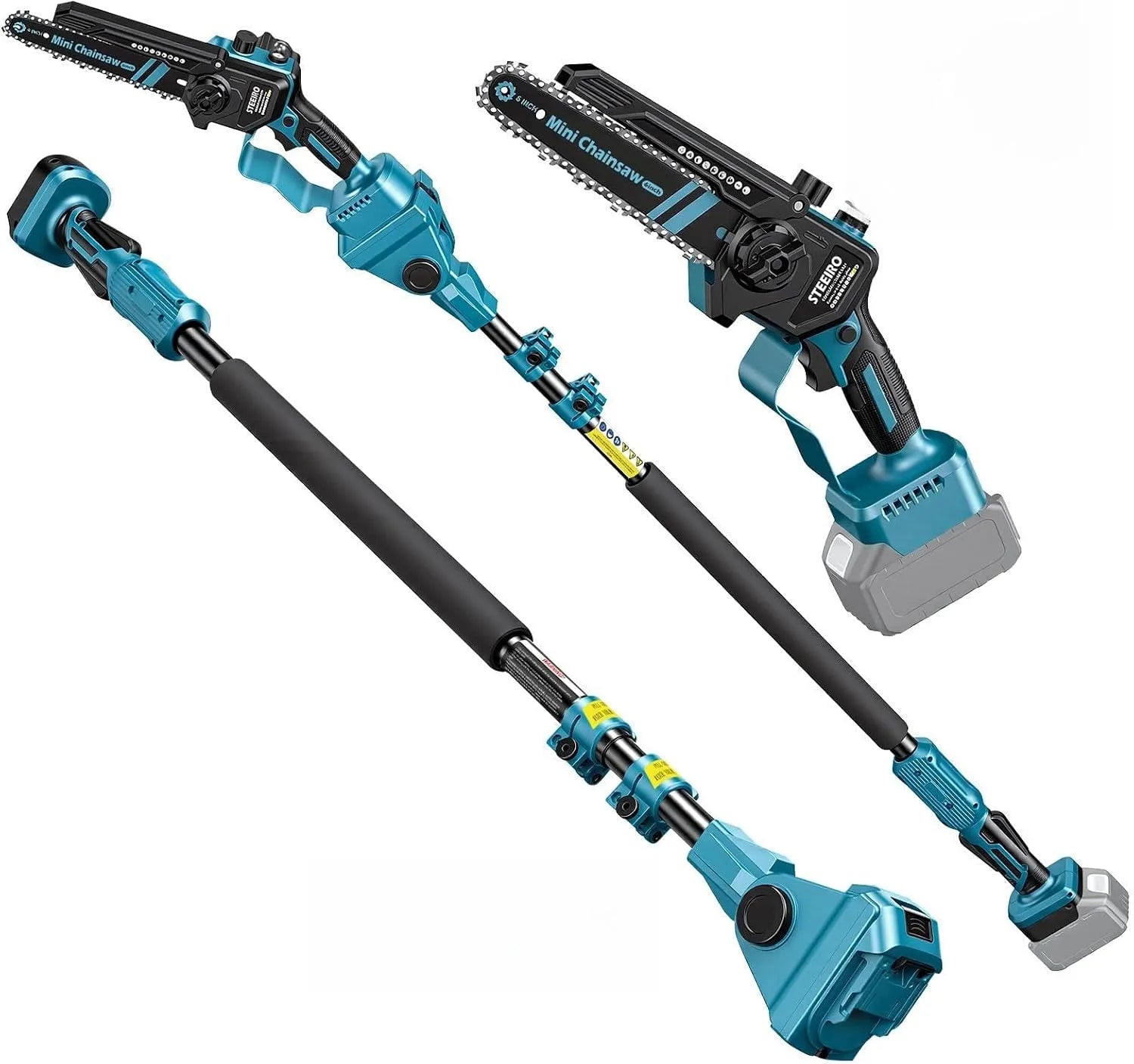 Makita 18V Hochentaster und Teleskop-Astsäge, Akku-Betrieb, bürstenloser Motor, Teleskopstiel, ausziehbar, 4,3m, 8 Zoll, für die Gartenpflege