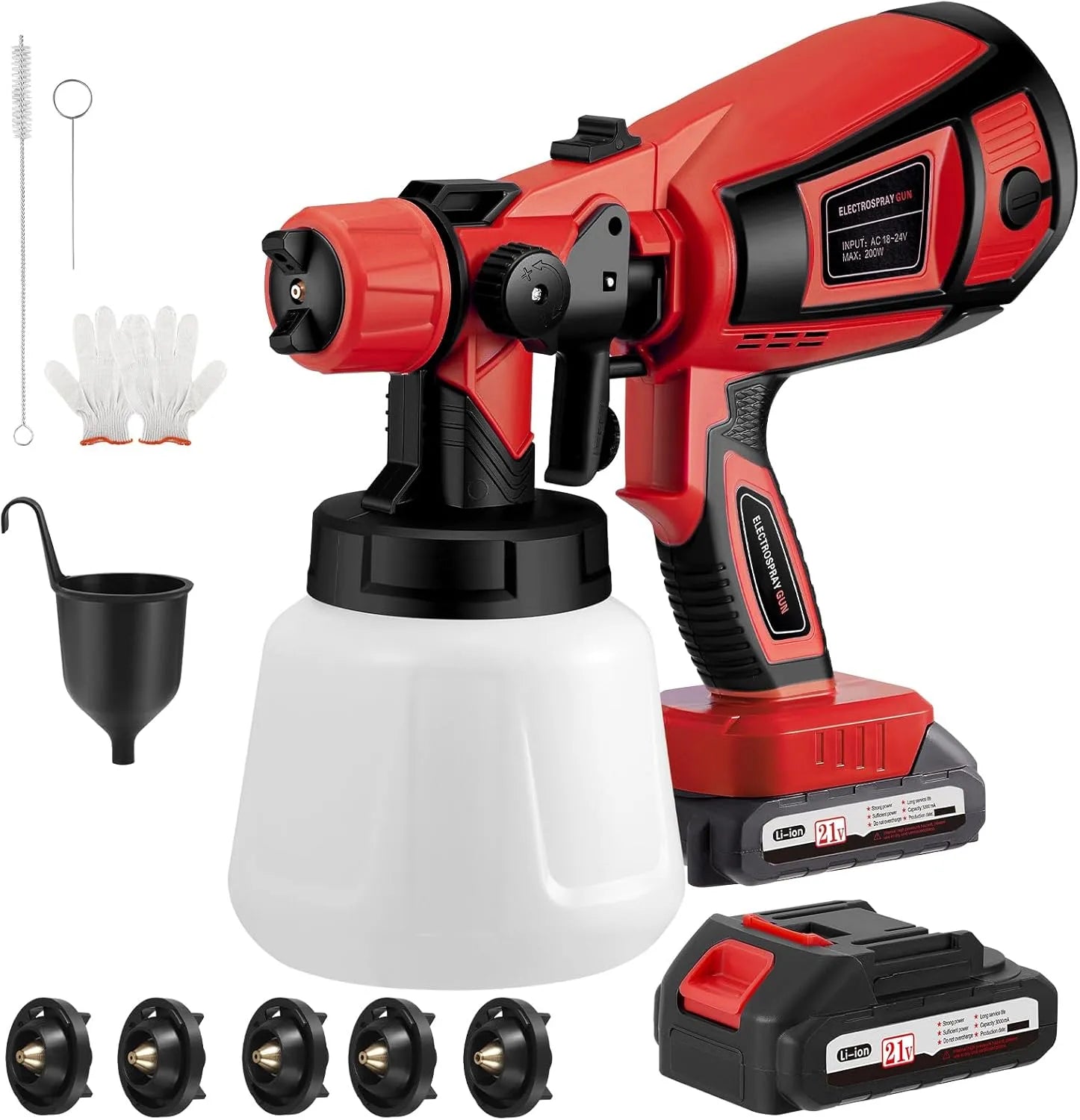 Farbsprühgerät und Farbsprühsystem: Akku-Betrieb, 21V, 3000mAh, 900ML