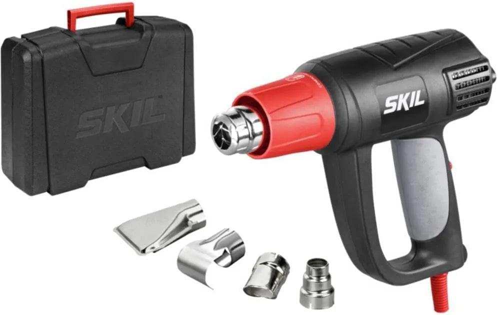 Skil Heißluftpistole zum Erwärmen, Schrumpfen und Ablösen alter Beschichtungen 8004 AA 2.000W – LCD, 4 tlg