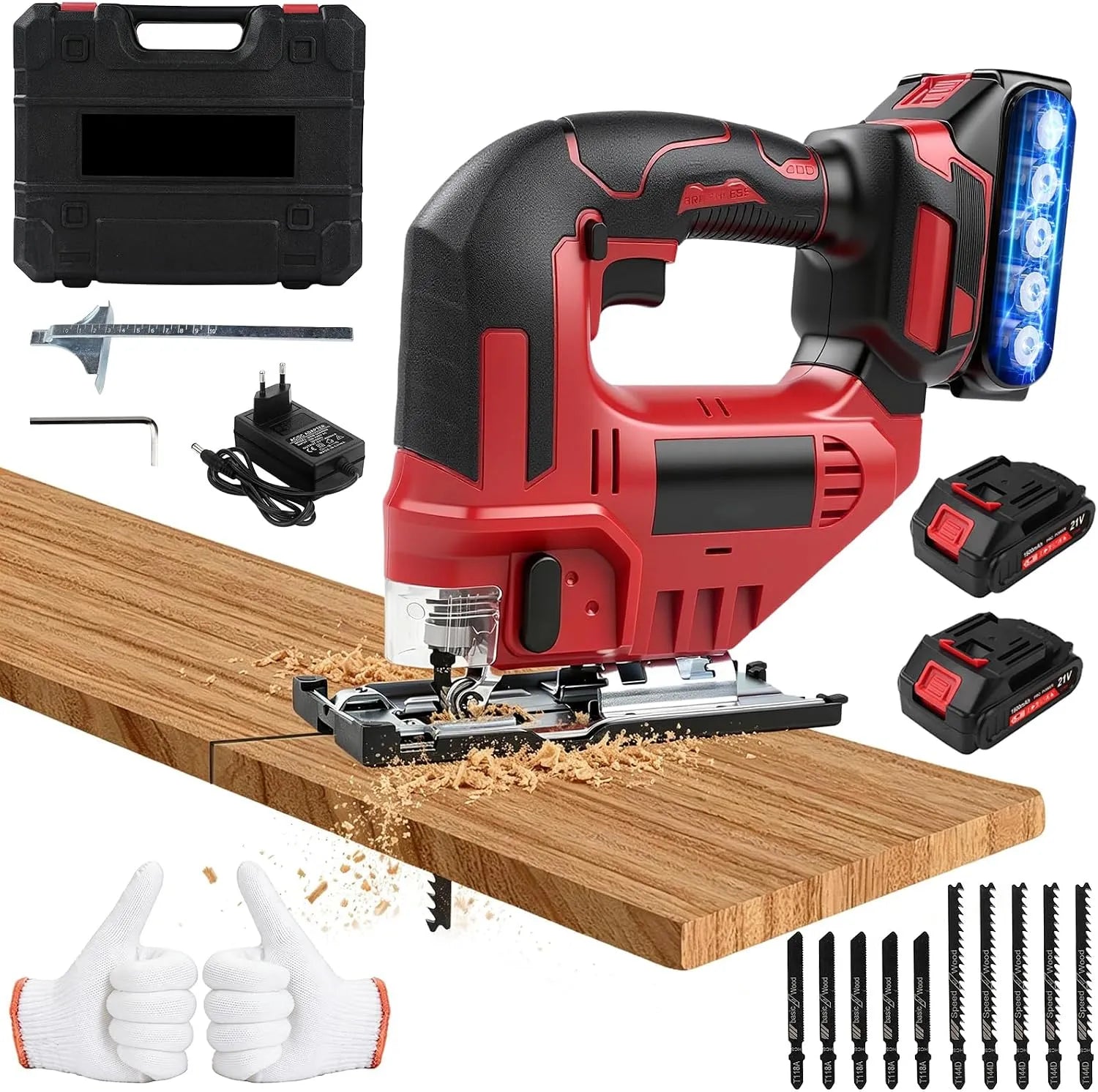 Makita Akku-Stichsäge mit 2 Akku 21V – Akku-Betrieb, aus Kunststoff, aus Metall, aus Holz, 65mm, 15mm, 750W