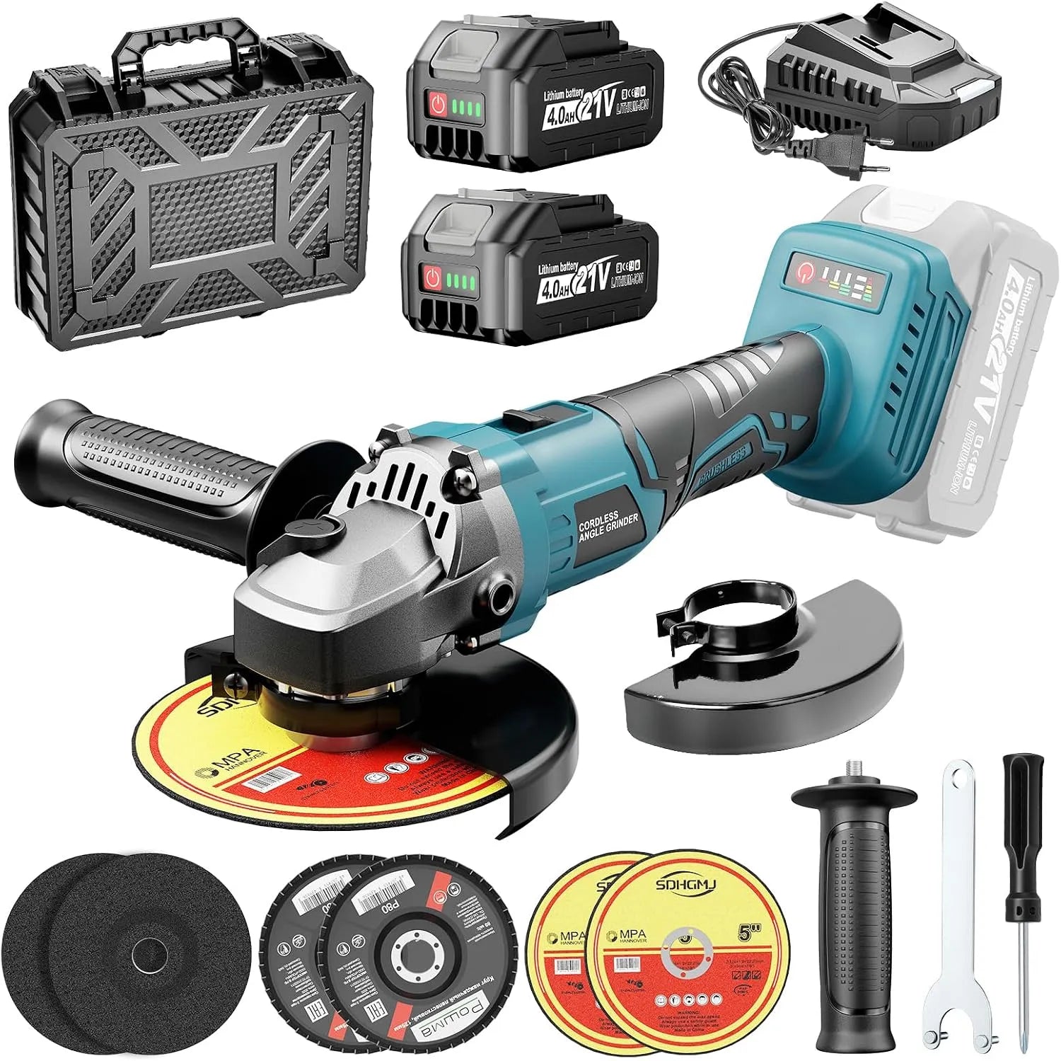 Makita 18V Winkelschleifer, Akku-Betrieb, Drehzahlregelung, 125mm, 4.0Ah