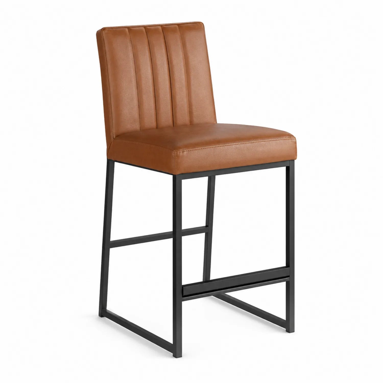 Barhocker Kunstleder Braun mit Metallgestell