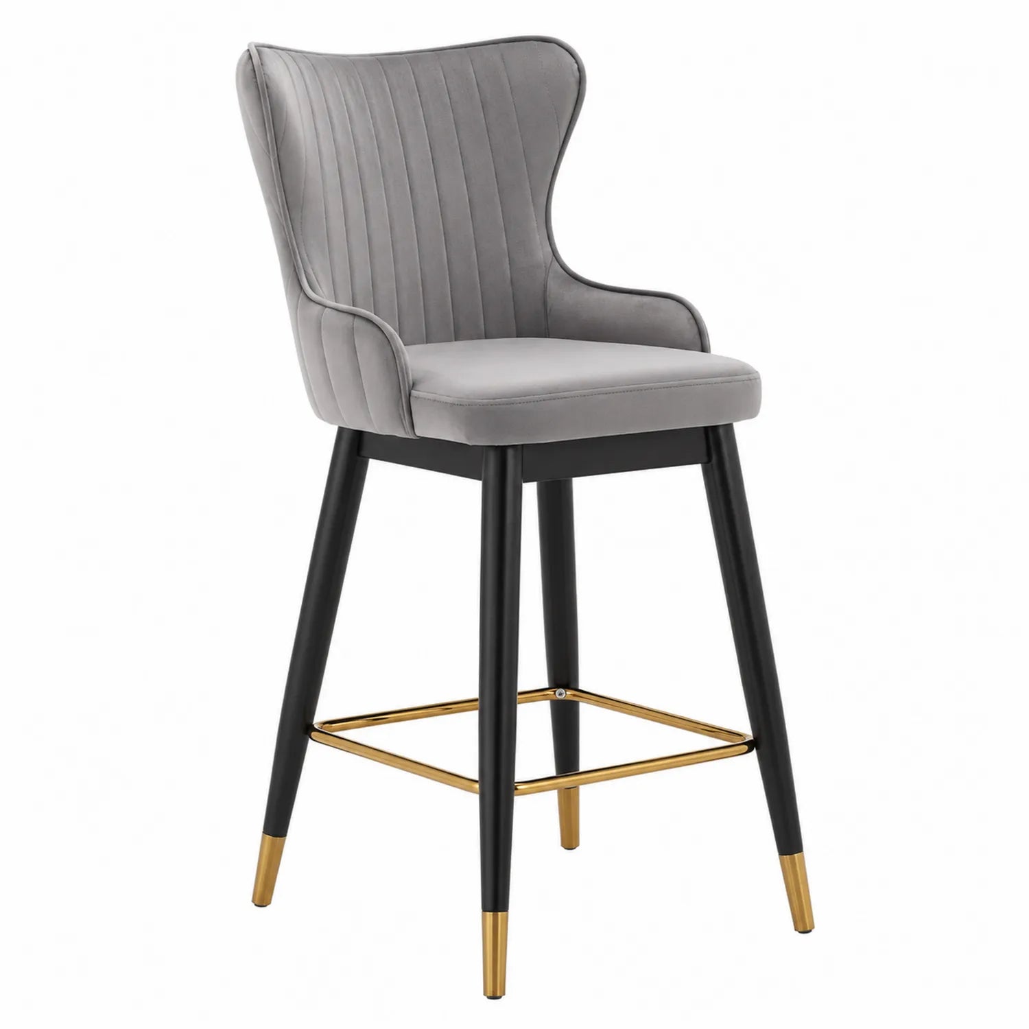 Barhocker Velours Grau mit Metallbeinen 110 cm