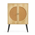 Sideboard Holz Rattan Natur 80x35x110 cm