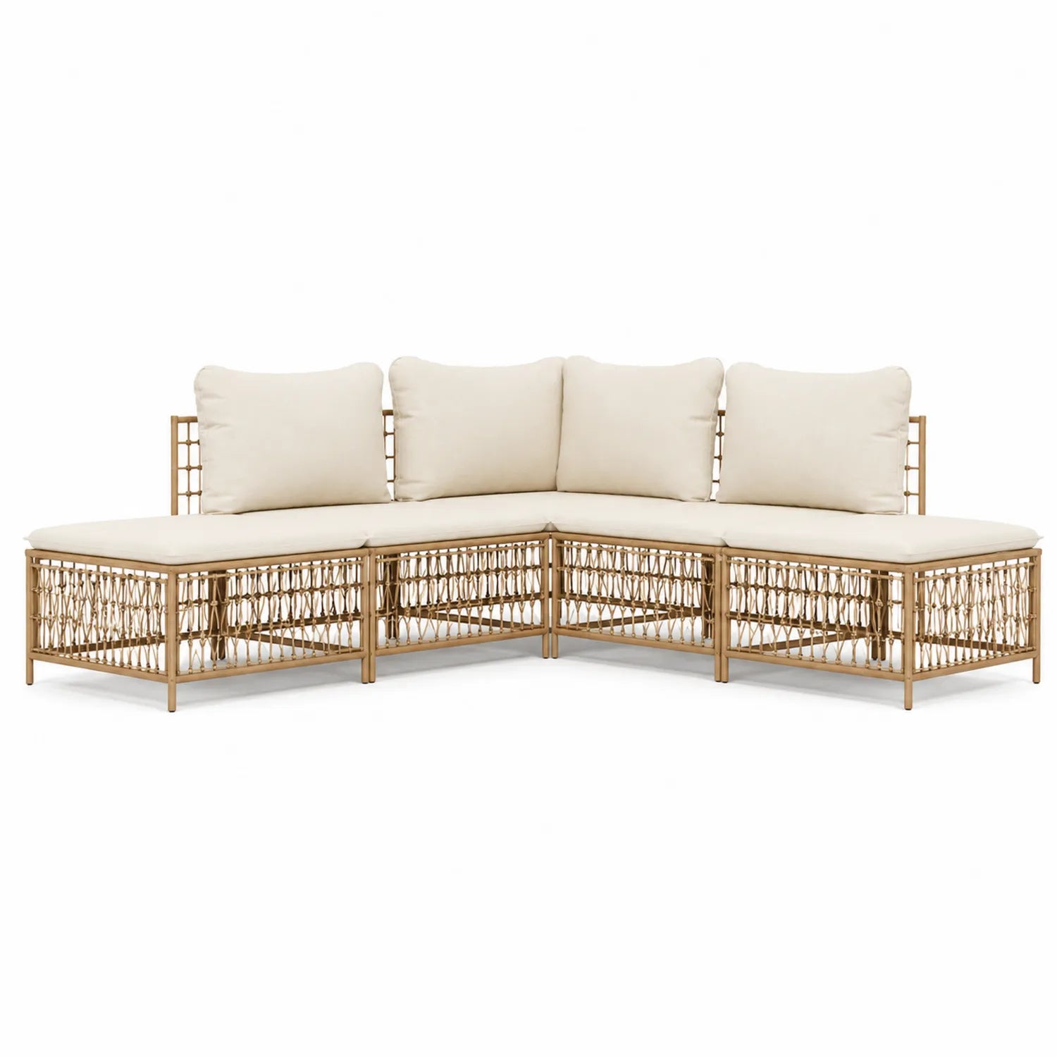 Garten-Ecksofa-Set Aluminium und Rattan Beige 3-teilig