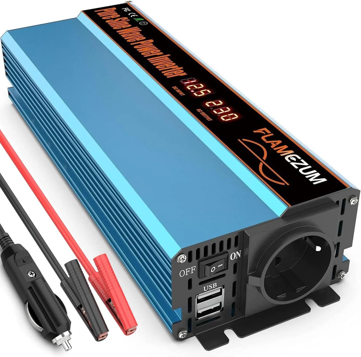 DC-AC-Wechselrichter und Spannungswandler, 1000W, 2000W, 12V, 230V, reine Sinuswelle, für Camping und Wohnmobil