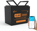 LiFePO4 LiFePO4-Batterie und Solar-Speicherbatterie, 100Ah, solarbetrieben, mit BMS, mit Bluetooth, 12V, für Camping und Wohnmobil