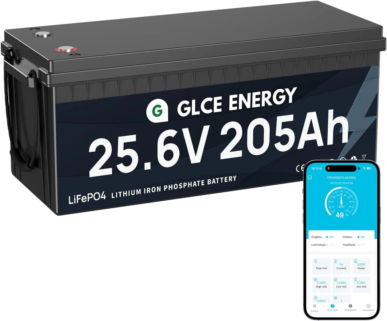 LiFePO4-Lithiumbatterie LiFePO4-Batterie und Solar-Speicherbatterie, 205Ah, 5248Wh, 24V, 25.6V, solarbetrieben, mit BMS