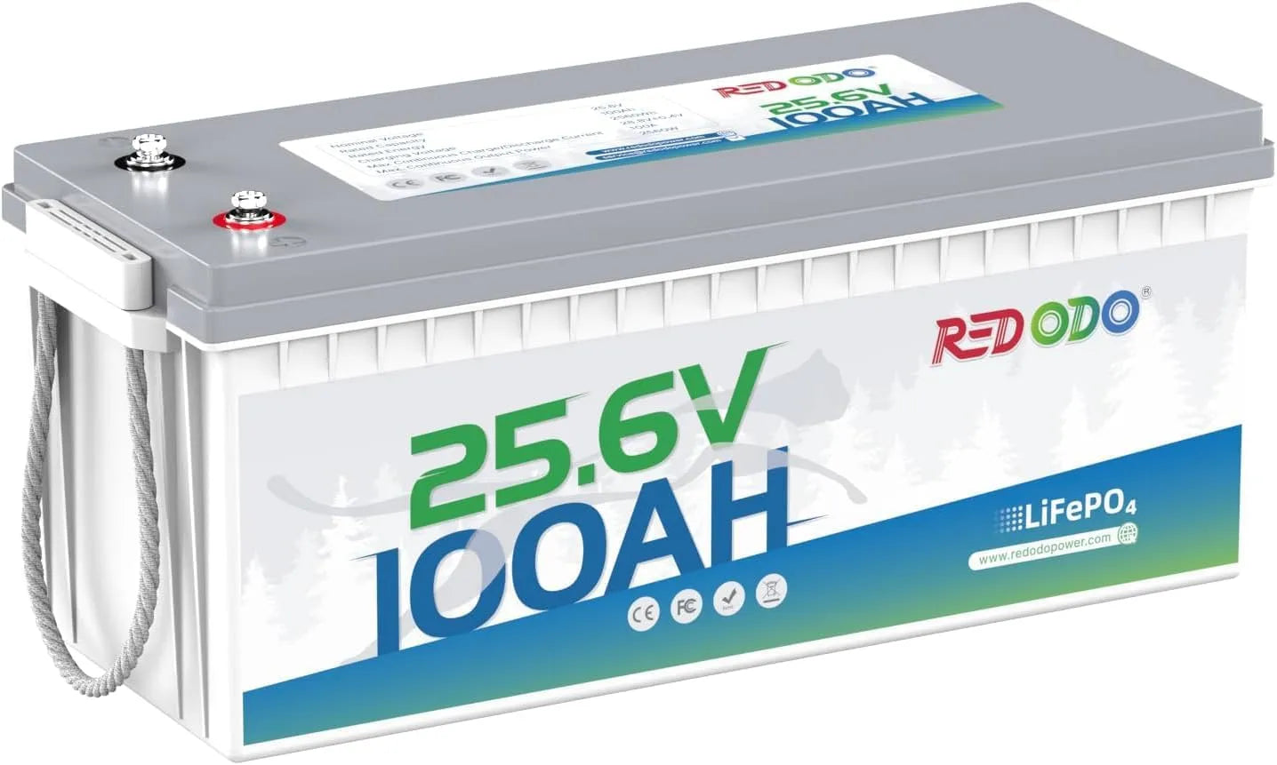 LiFePO4 LiFePO4-Batterie und Solar-Speicherbatterie, 100Ah, 2560Wh, 25,6V, solarbetrieben, mit BMS, für Camping und Wohnmobil