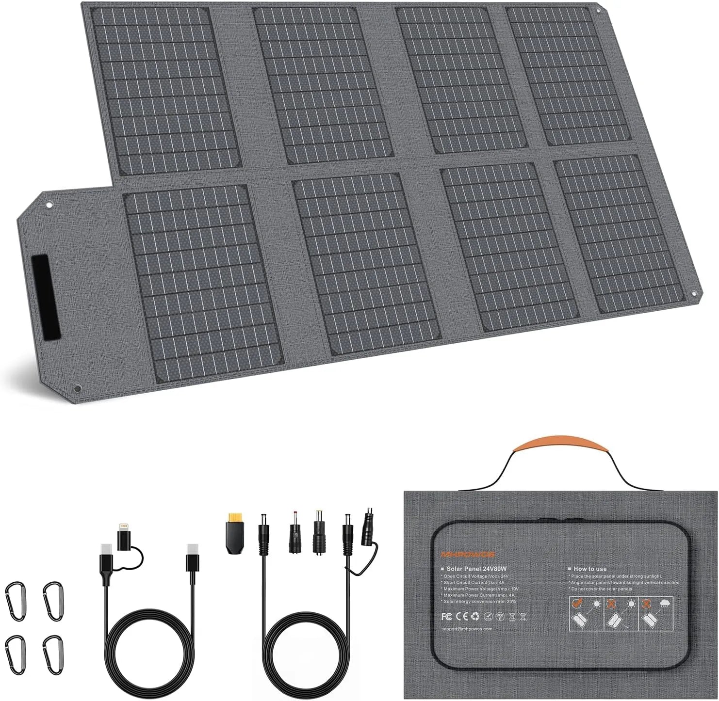 Tragbare Powerstation und Solargenerator, solarbetrieben, 80W, 19V, IP65, faltbar, mit USB-C