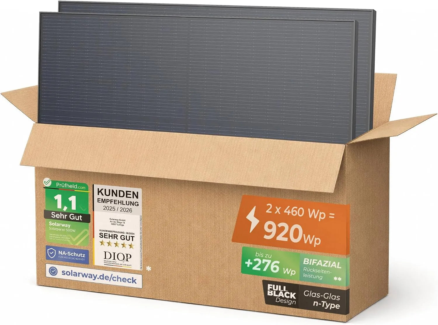 Balkonkraftwerk-Komplettset und Photovoltaiksystem, 460W, bifazial