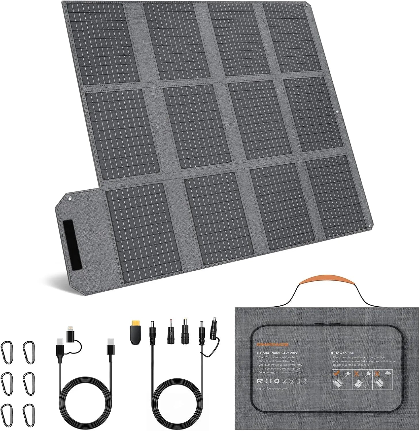 Tragbare Powerstation und Solargenerator, 120W, 19V, für Camping und Wohnmobil, solarbetrieben, faltbar, mit USB-C