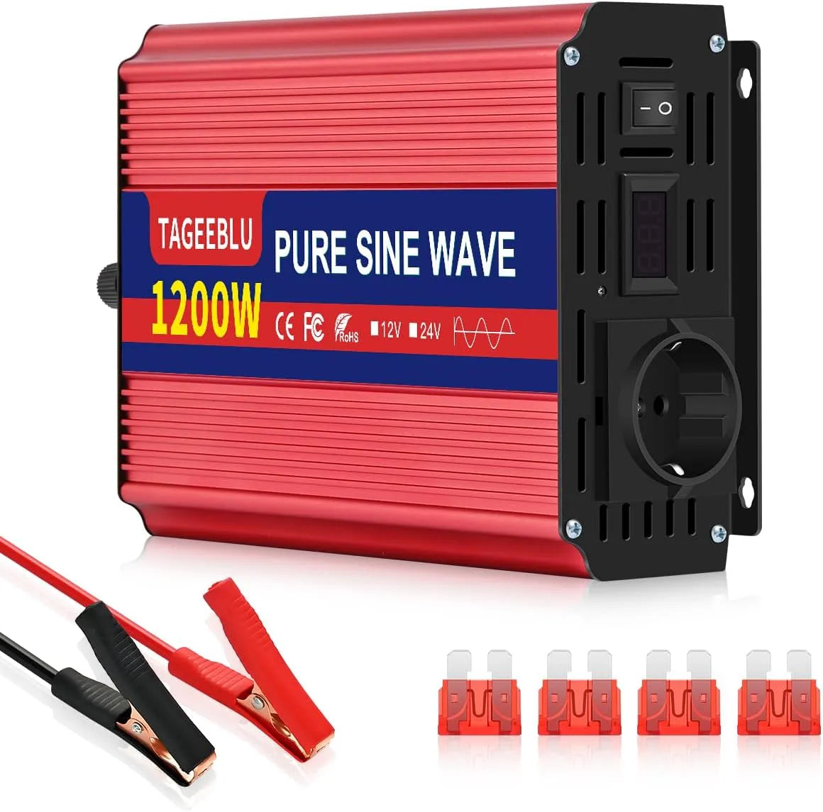 DC-AC-Wechselrichter und Spannungswandler, 1200W, 12V, 230V
