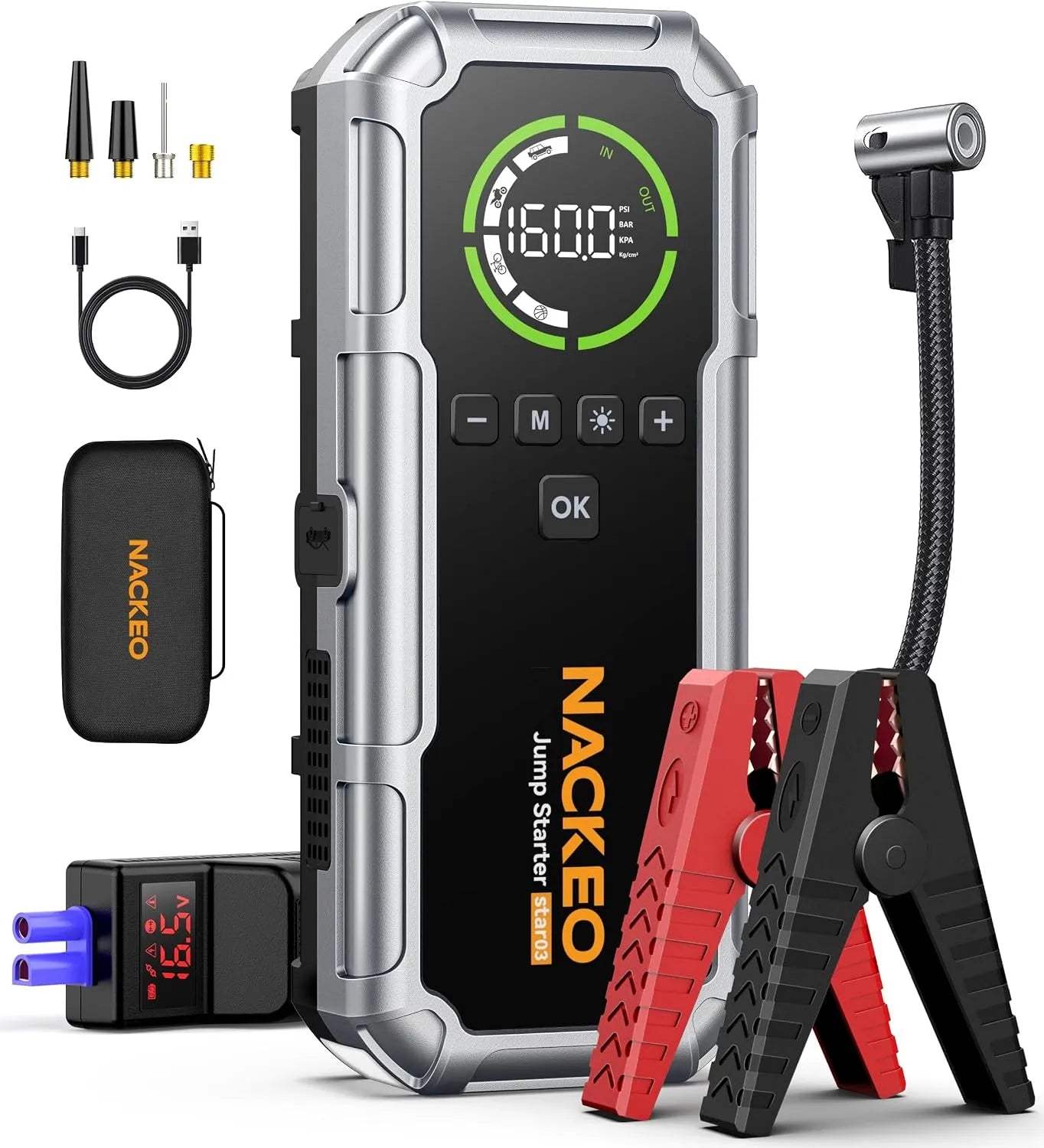 Schnelllade-Powerbank und Mobiler Zusatzakku, 20000mAh, 12V, 8000A, 160PSI