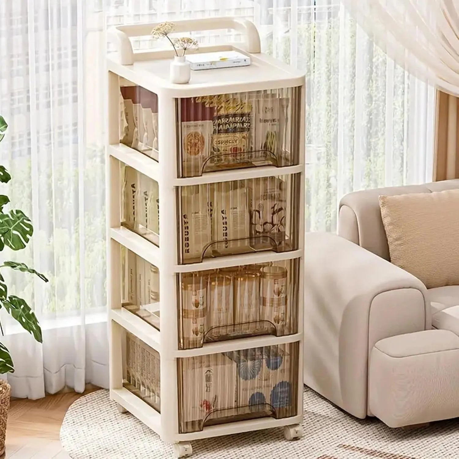 Aufbewahrungsboxen Mit Rädern, Durchsichtig Stapelboxen, Aufbewahrungsschrank Für Heimspeicher, Vorratsbehälter Mehrschichtiger Kunststoffschrank