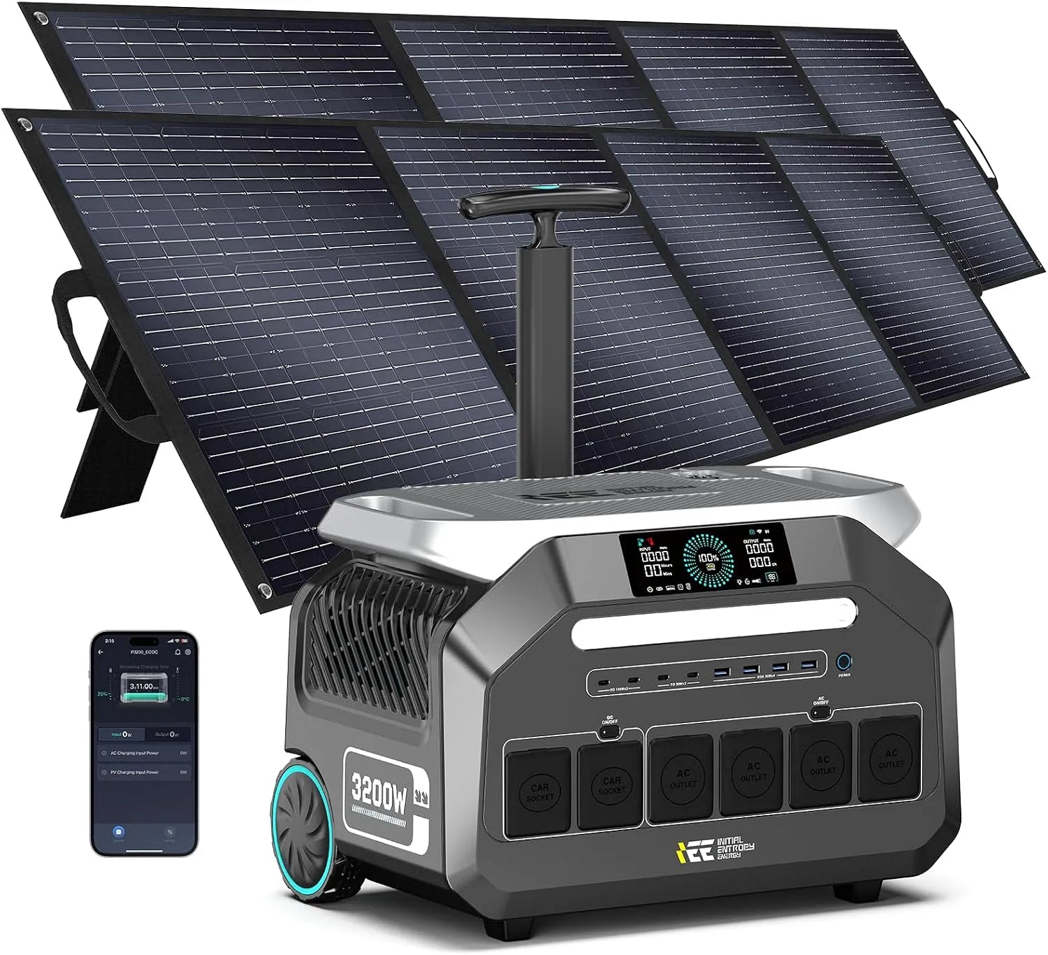 P3200 Tragbare Powerstation und Solargenerator, solarbetrieben, 2048Wh, 3200W, 400W, Schnellladefunktion, für Camping und Wohnmobil