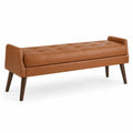 Bank Kunstleder Braun mit Holzrahmen 120x40x45 cm