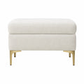 Fußhocker Bouclé Stoff Beige mit Metallbeinen