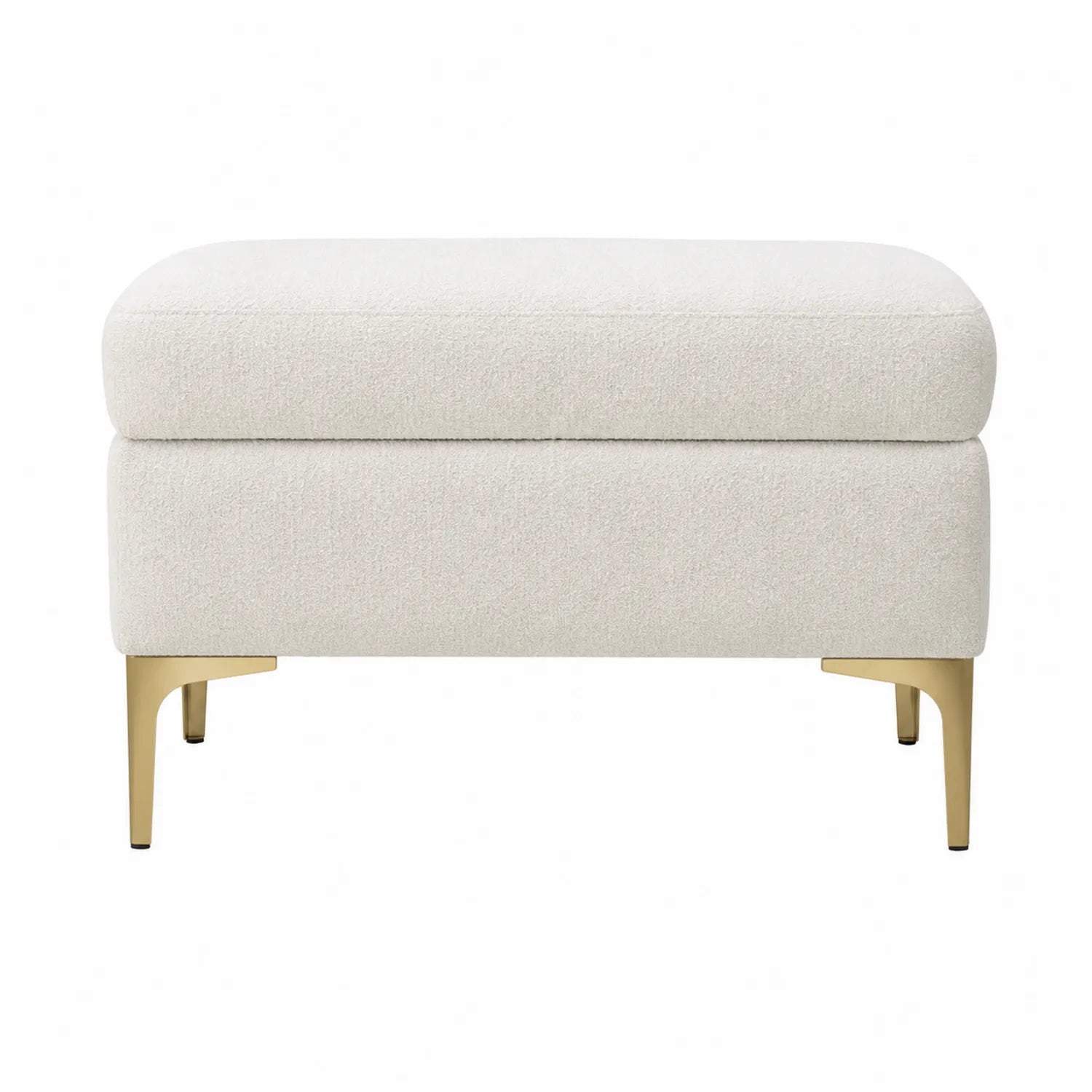 Fußhocker Bouclé Stoff Beige mit Metallbeinen