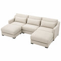 Ecksofa Set Stoff Beige