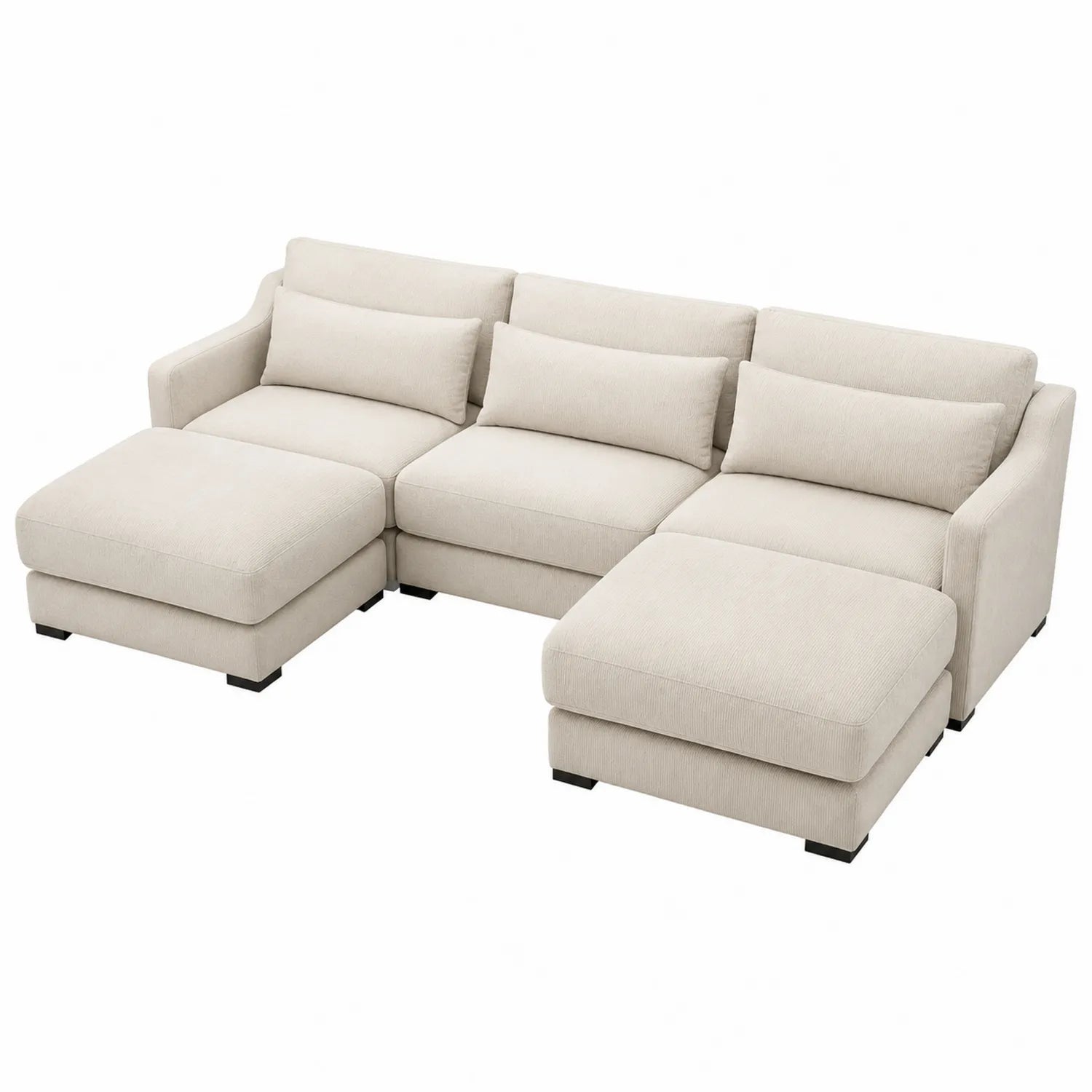 Ecksofa Set Stoff Beige