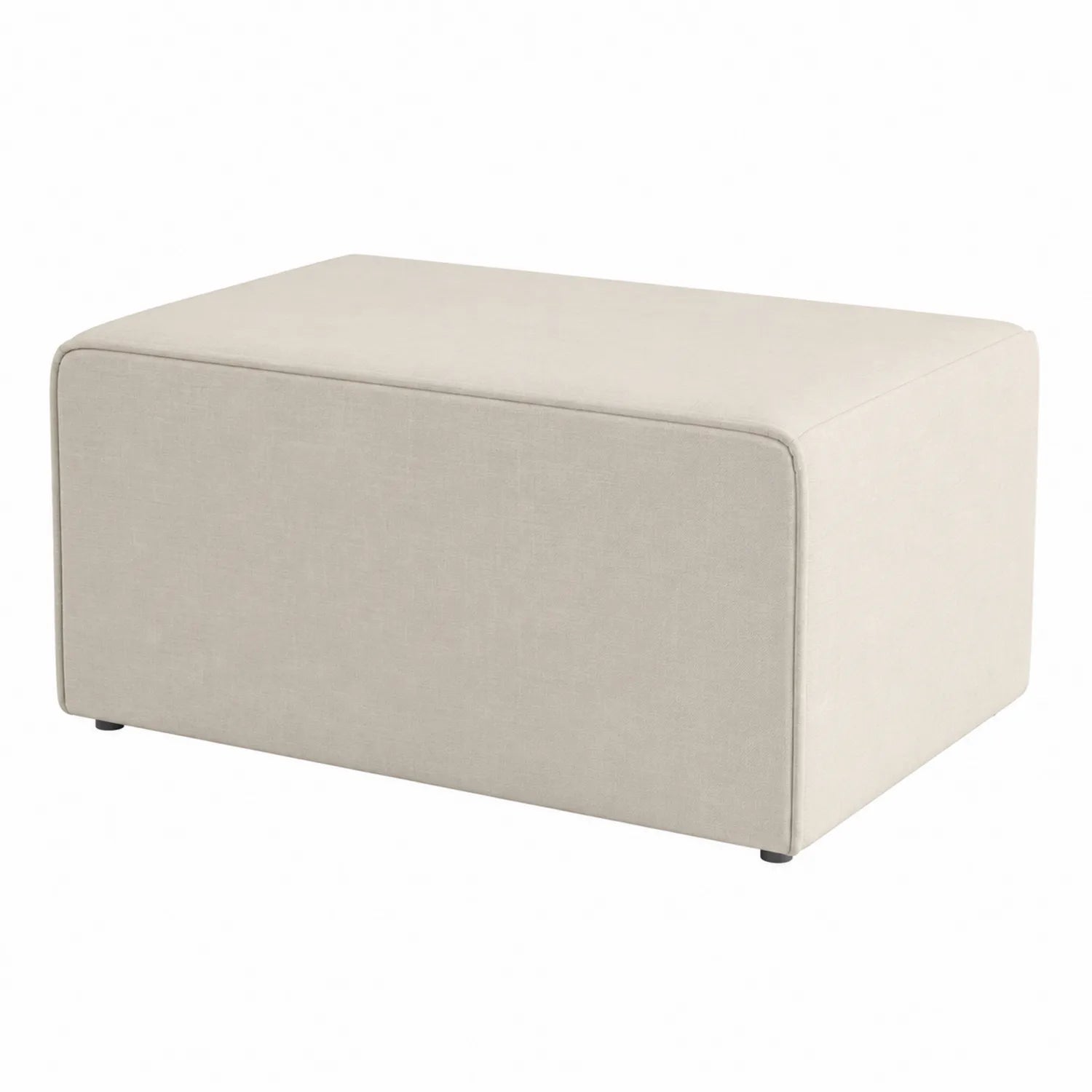 Rechteckiger Leinenstoff Fußhocker Beige 100x60x45 cm
