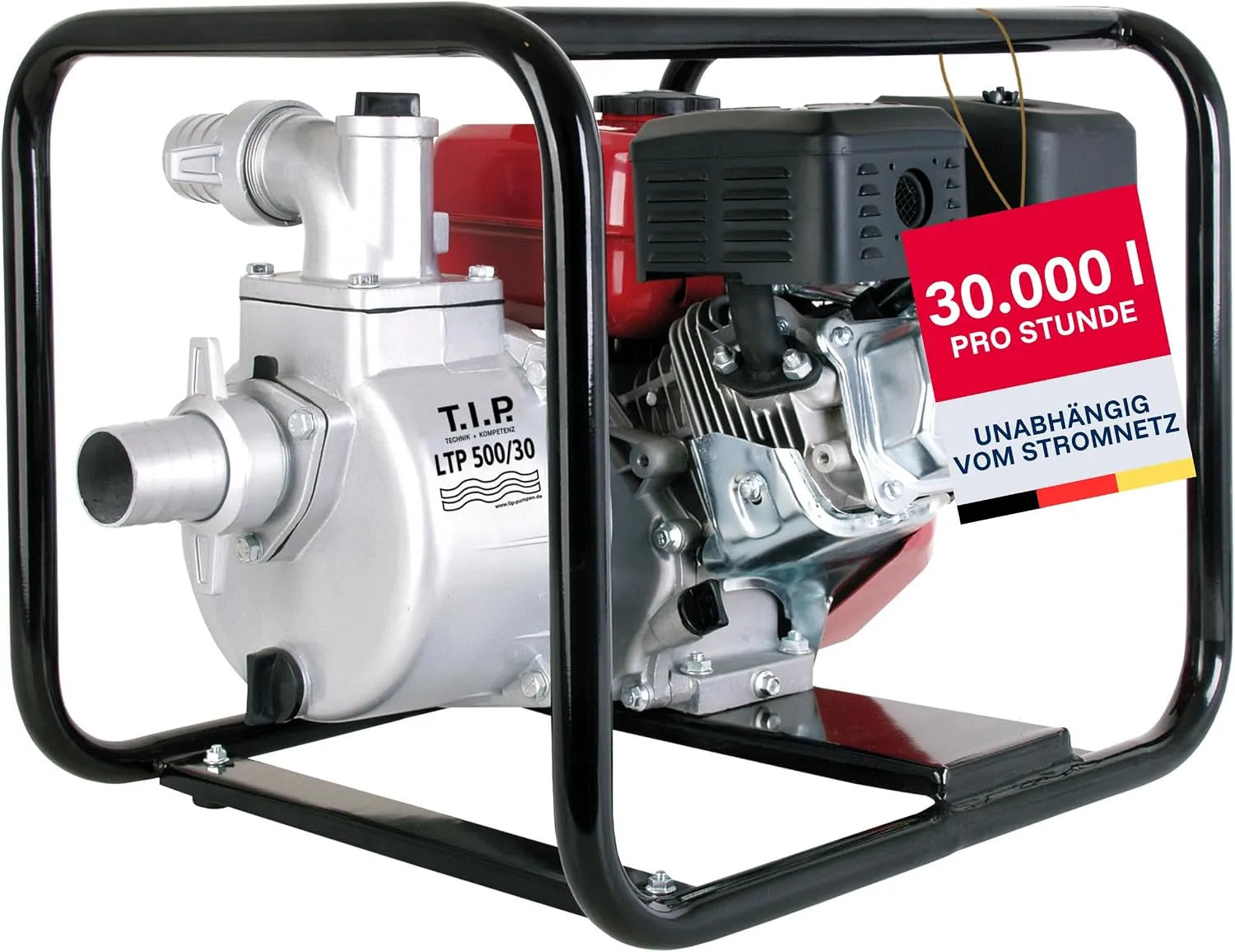 Benzin-Motorpumpe und Wasserpumpe für Bewässerung, 30.000 l/h, 3,85kW, 3,0bar, 30 m, für Gartenbewässerung