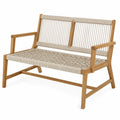 Teakholz Gartenbank mit Polyesterseil Beige