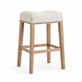 Barhocker Eichenholz mit Leinen beige 75 cm