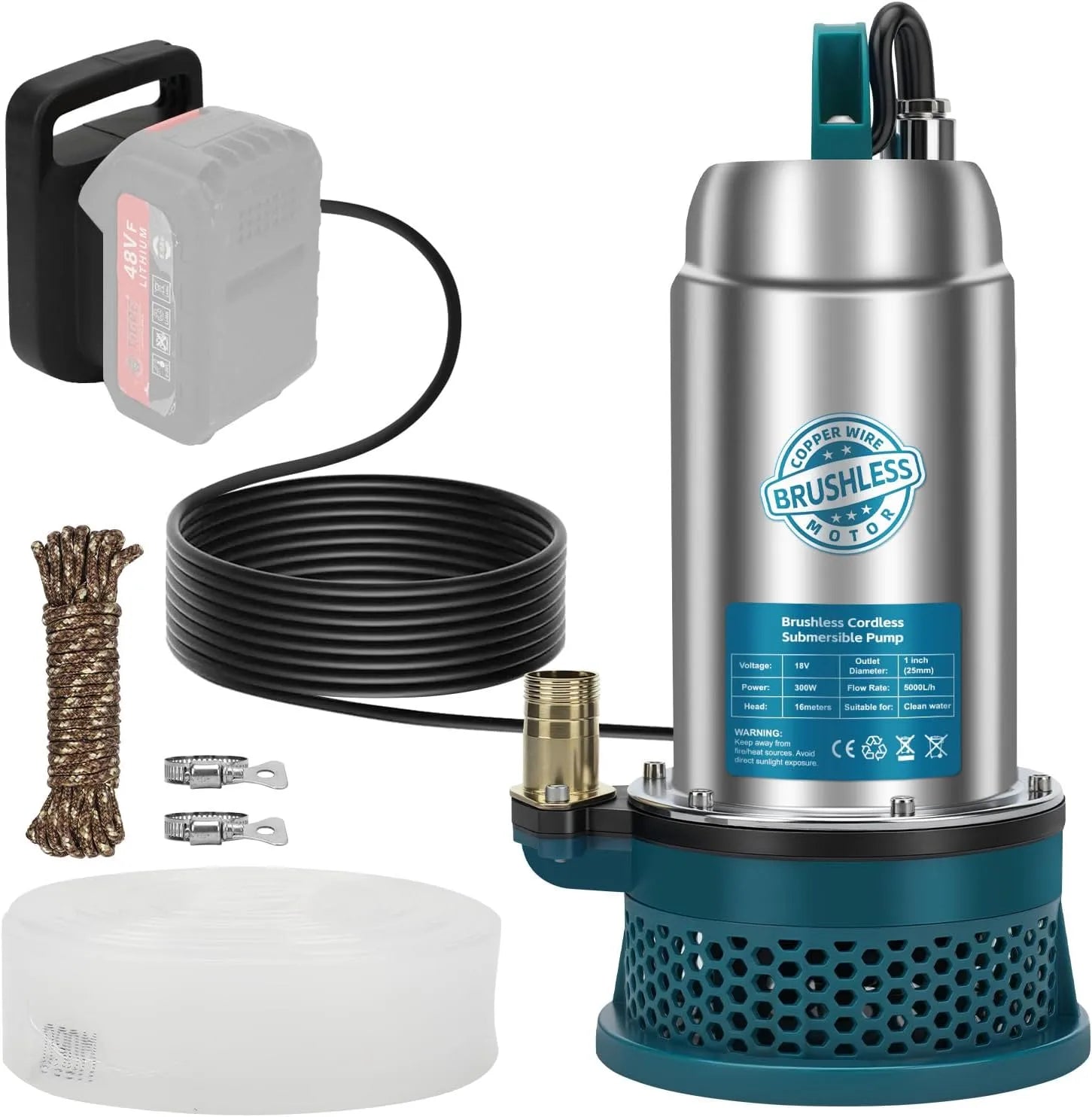 Wasserpumpe und Förderpumpe, 5000L/H, 18V