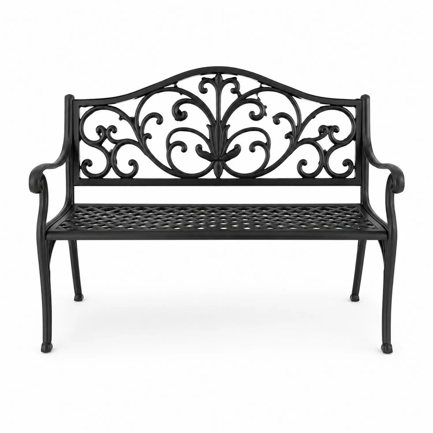 Metallbank mit dekorativem Rückenteil Schwarz 127cm