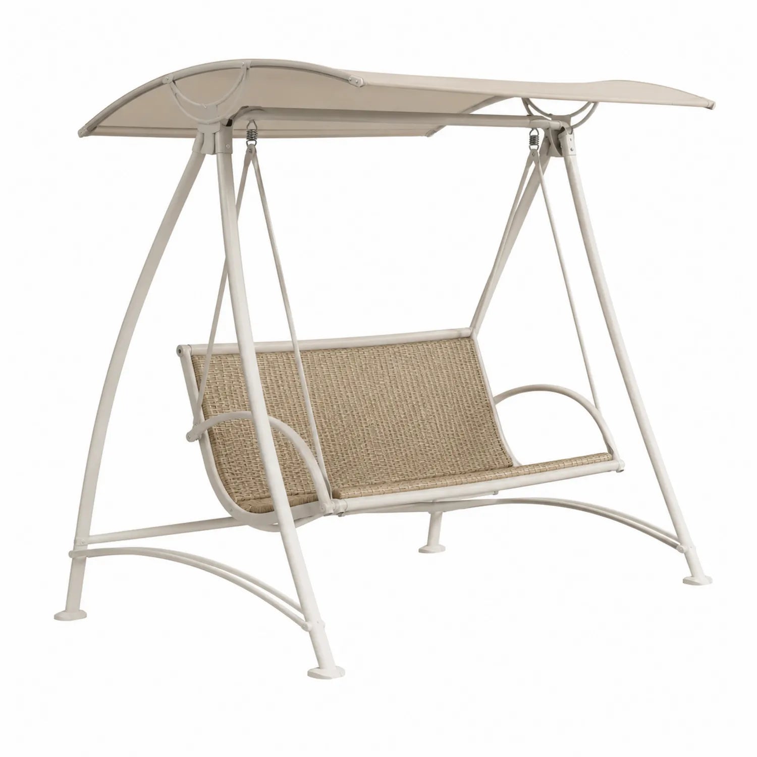 Metall Gartenschaukel mit Sonnendach Beige 200cm x 150cm x 120cm
