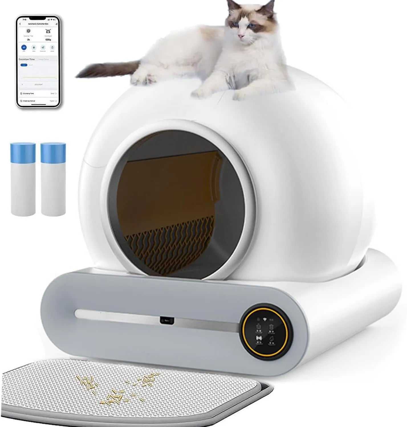 Selbstreinigende Katzentoilette: App-Steuerung, 65l, 9 L, 8KG