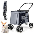 Haustierbuggy – klappbar, Netzbelüftung, 40 kg, grau
