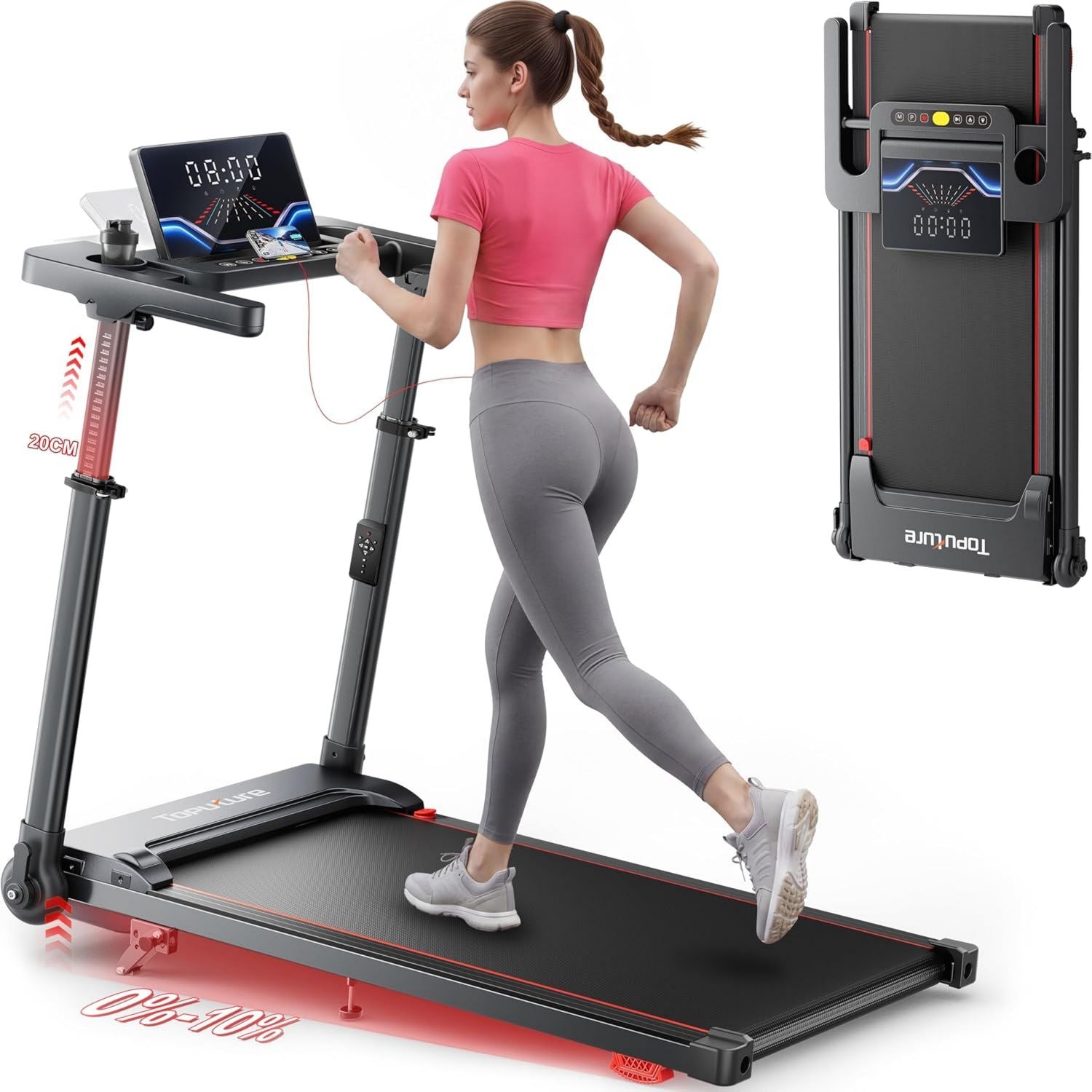 Laufband – einstellbare Steigung, drehbar, App-Steuerung, leiser Betrieb, 1080MM, 12km/h, 2.5HP