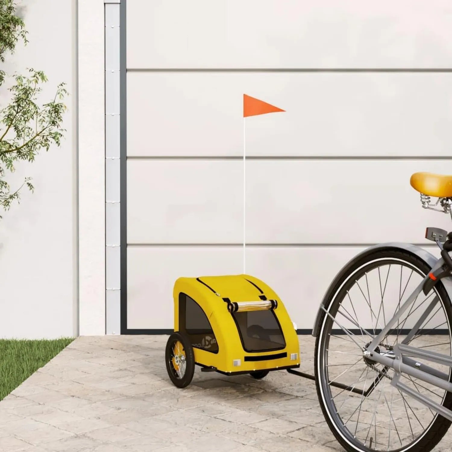 Homgoday Dekoration von Möbeln Fahrradanhänger für Tiere Orange und Grau