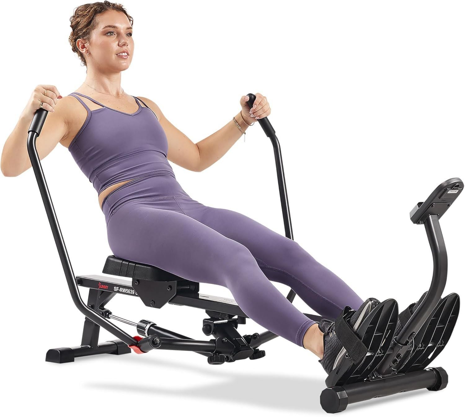 Sunny Health & Fitness Rudergerät – Ganzkörpertraining, kompakte Bauweise, 180 kg