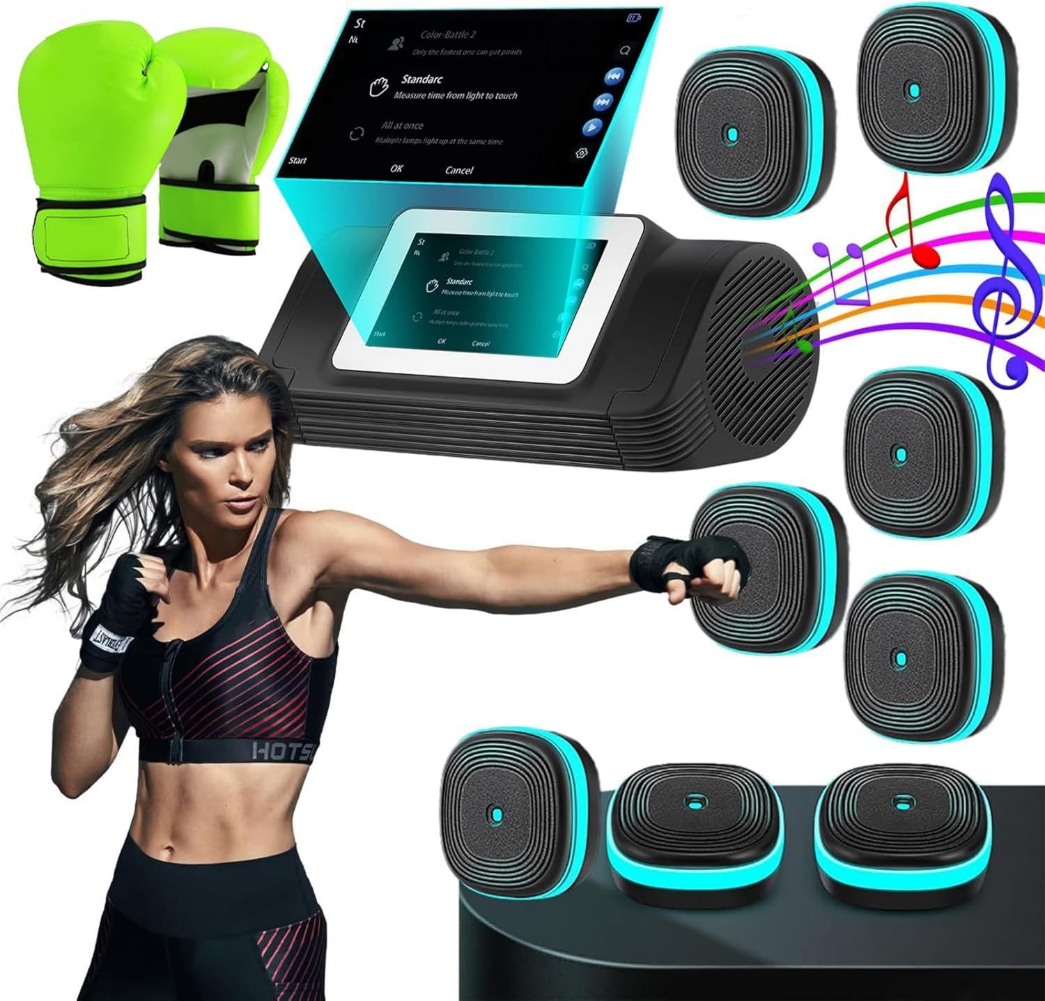 Musik-Boxmaschine – Wandmontage, mit Boxhandschuhen, mit Display
