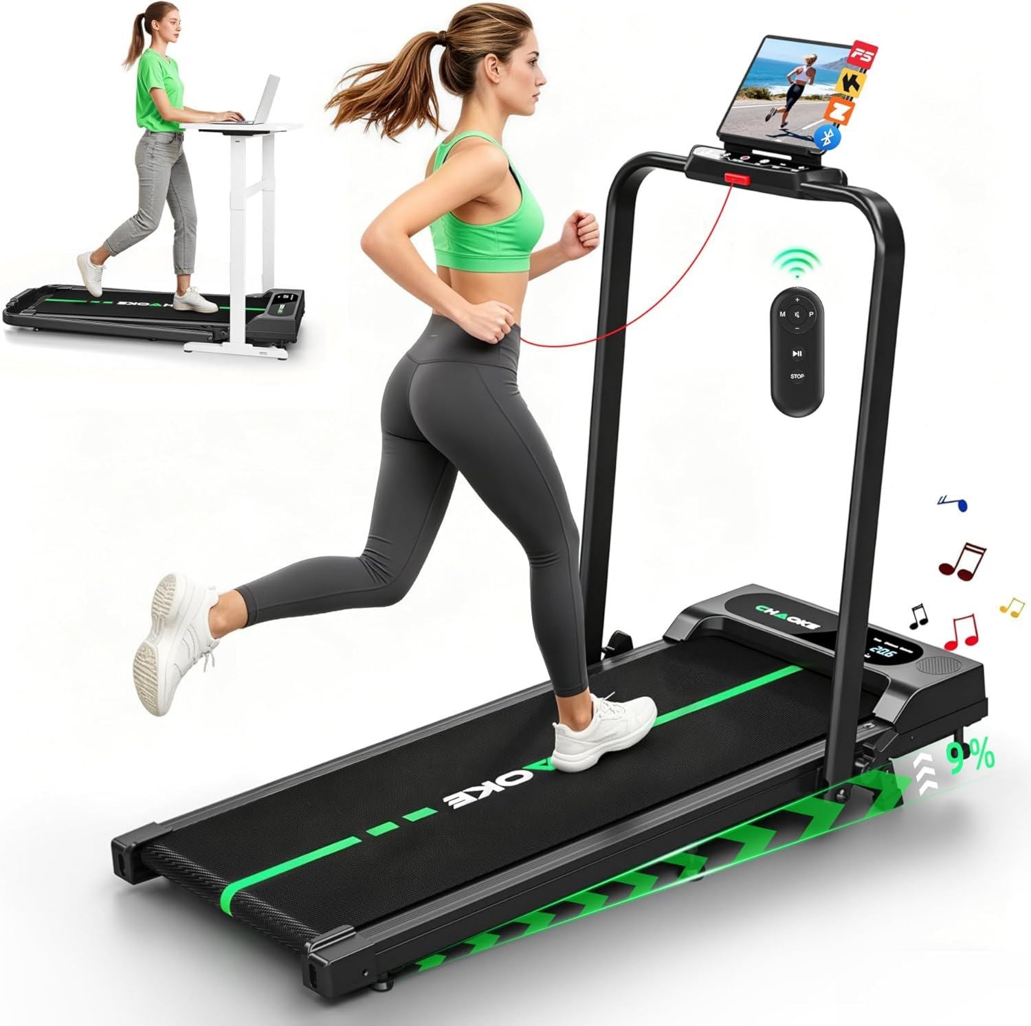 Walking Pad – einstellbare Steigung, klappbar, leiser Betrieb, für zuhause, 160KG, 12km/h, 75HP