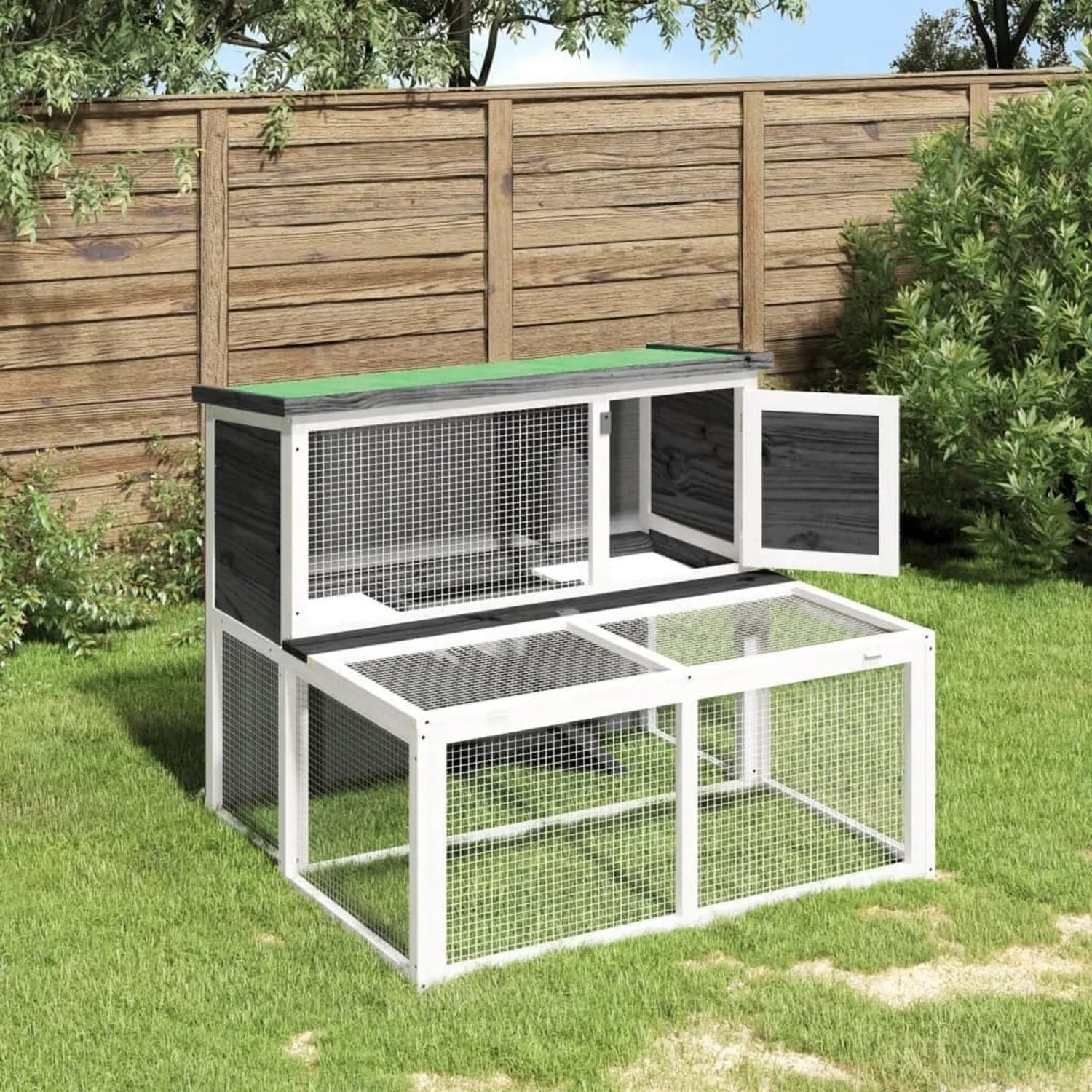 Kaninchenstall Grau 102x90x84 – 102 × 90 × 84