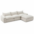 Ecksofa aus Bouclé-Polyester Beige 250x180x85 cm