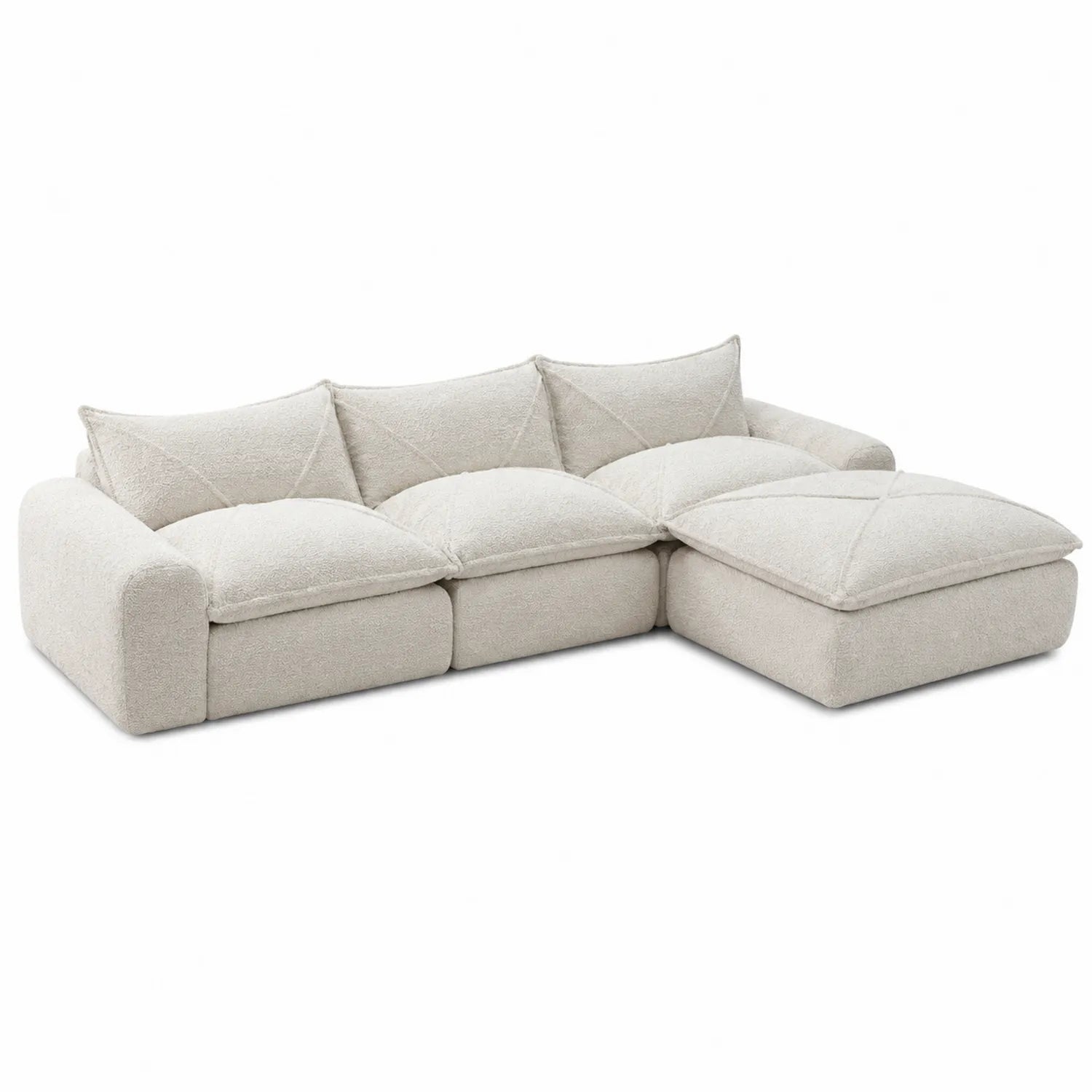 Ecksofa aus Bouclé-Polyester Beige 250x180x85 cm