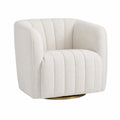 Drehsessel aus Bouclé-Stoff Creme mit Metallbasis