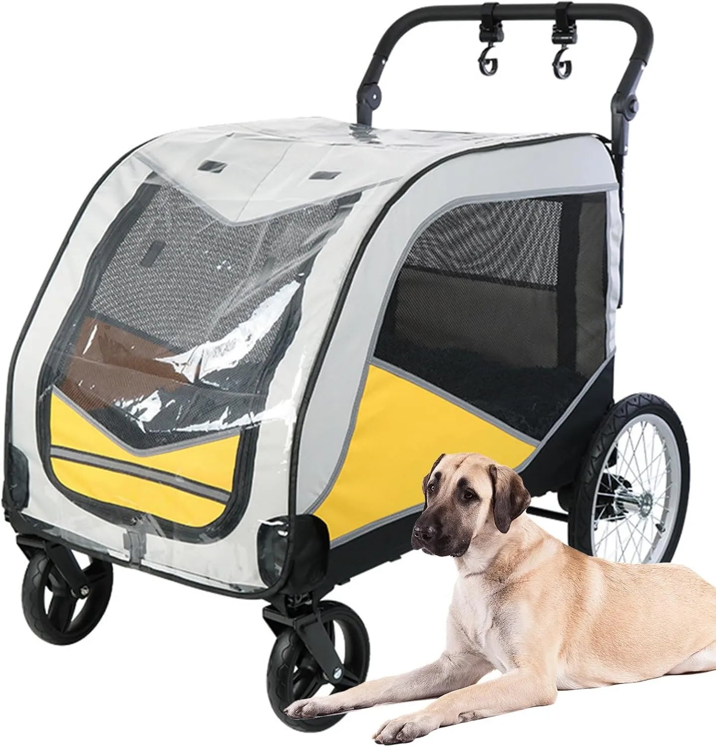 Haustierbuggy - klappbar, Netzbelüftung, 60KG, gelb